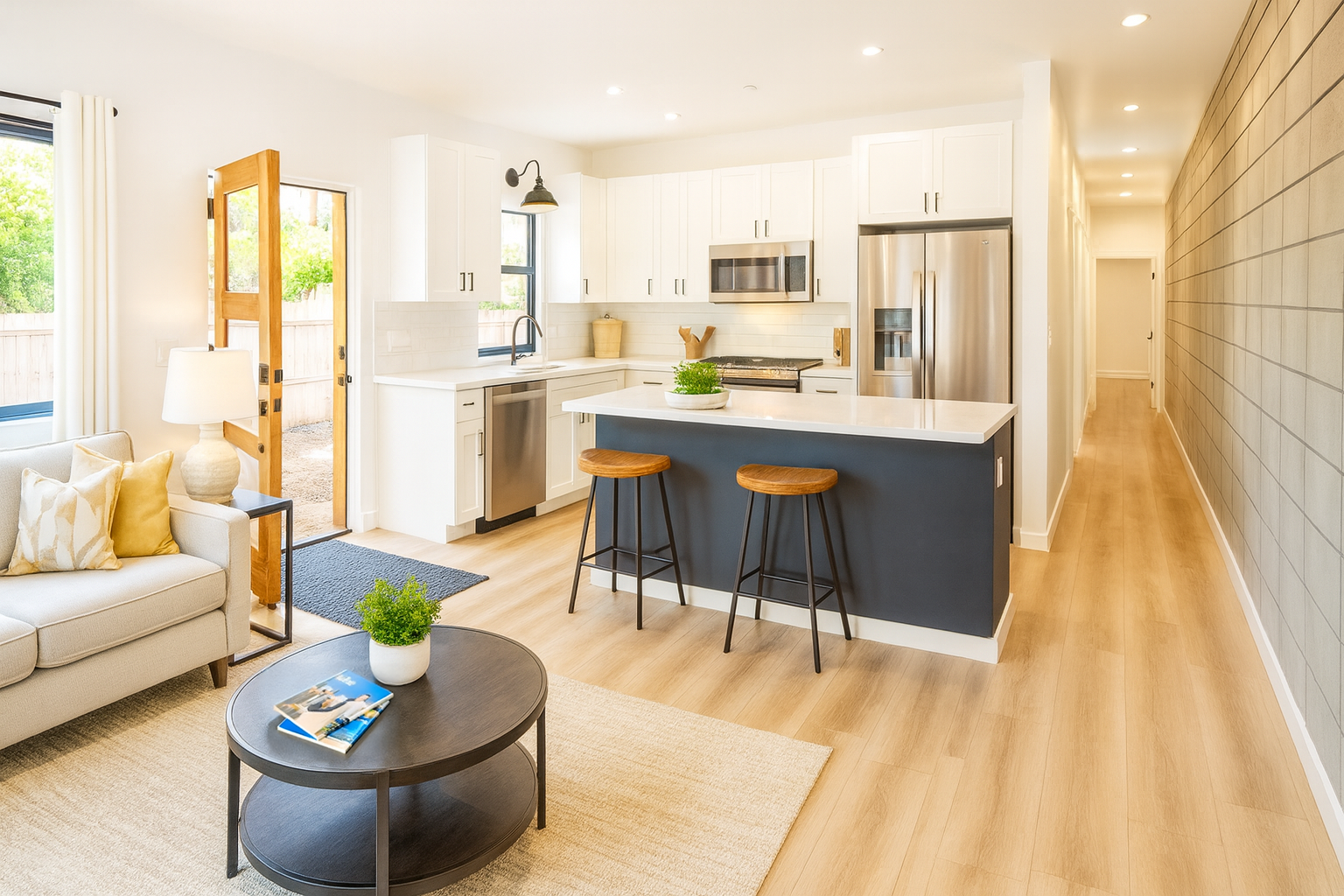 ADU kitchen and living interior